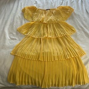 Off the Shoulder Yellow Tiered Dress